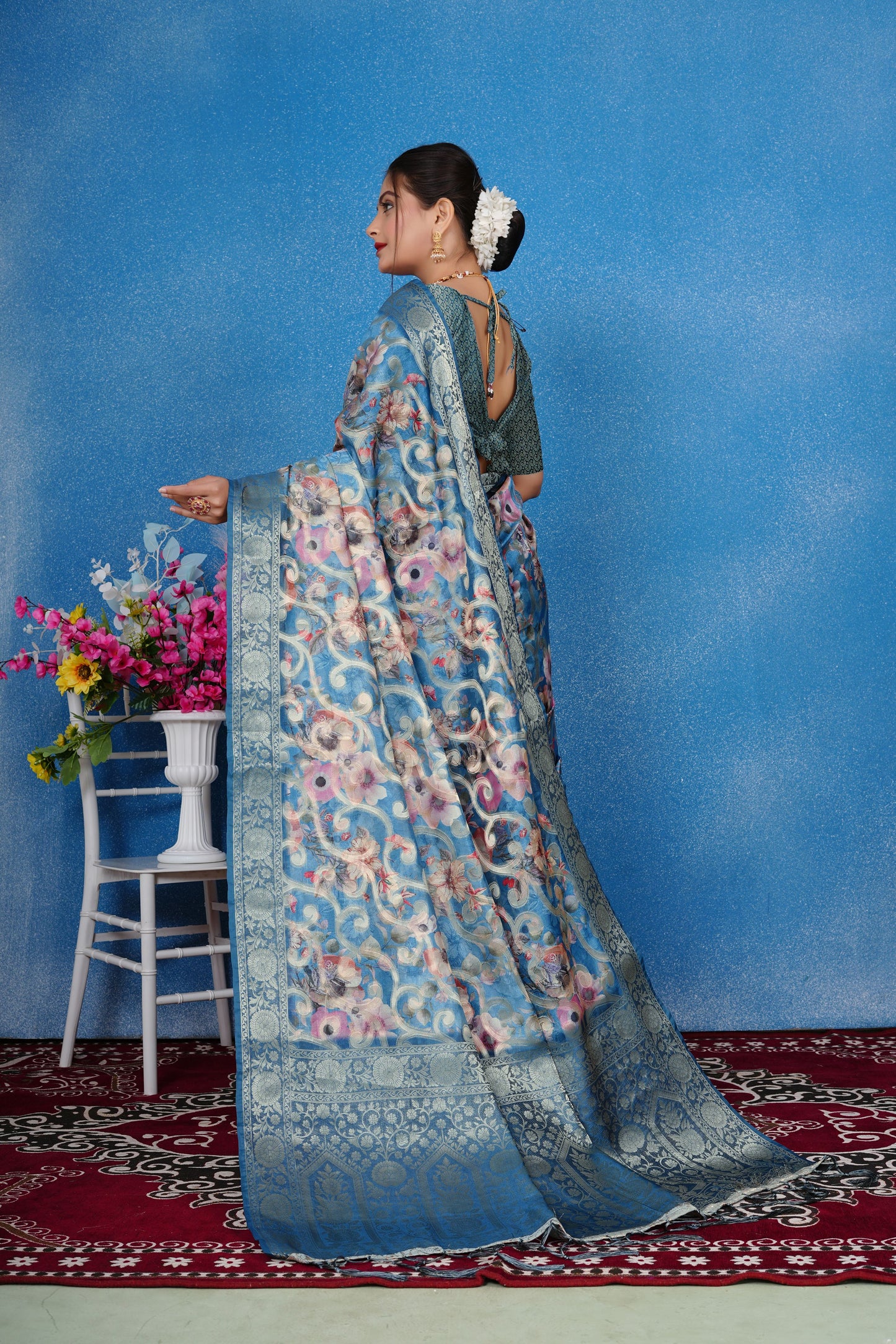 Woven Art Silk Saree in Blue