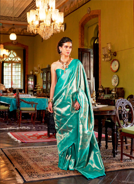 Woven Art Silk Saree in Green