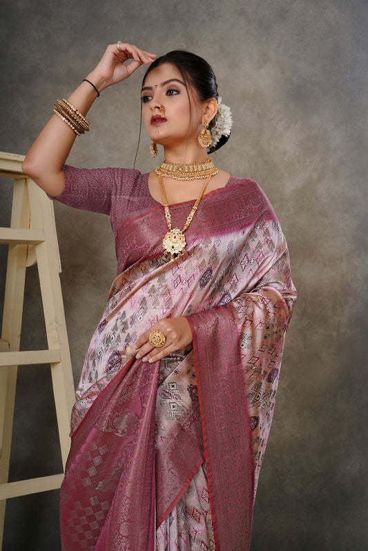 Woven Georgette Silk Saree in Pink