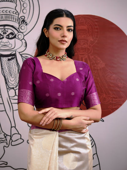 Woven Art Silk Saree in Off White