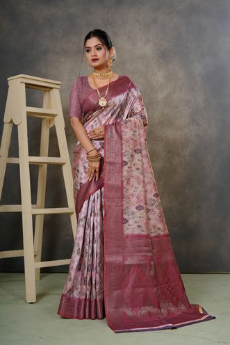Woven Georgette Silk Saree in Pink