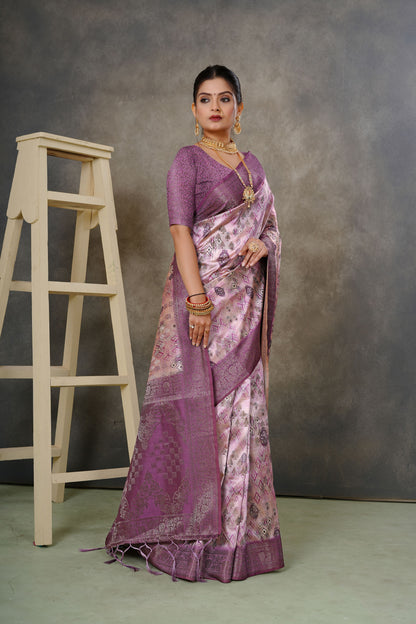 Woven Georgette Silk Saree in Pink