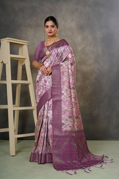 Woven Georgette Silk Saree in Pink