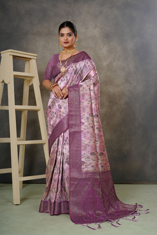Woven Georgette Silk Saree in Pink